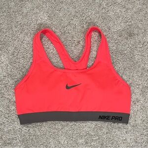 Nike Pro Women's Sports Bra - Bright Pink and Dark Gray